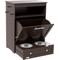 Show in main carousel: AOSTIRMOTOR PawHut Dog Feeder Station Storage Cabinet with Raised Bowls & Hanger, Small: 2-cup, Brown slide 1 of 8
