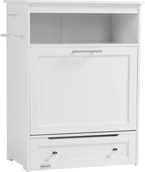 AOSTIRMOTOR PawHut Dog Feeder Station Storage Cabinet with Raised Bowls & Hanger, Small: 2-cup, White