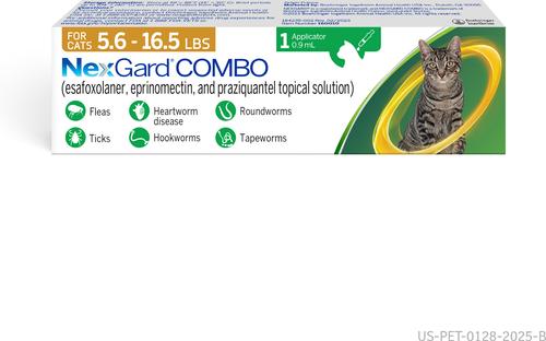 NexGard COMBO Topical for Cats, 5.6-16.5 lbs. (Yellow Box)