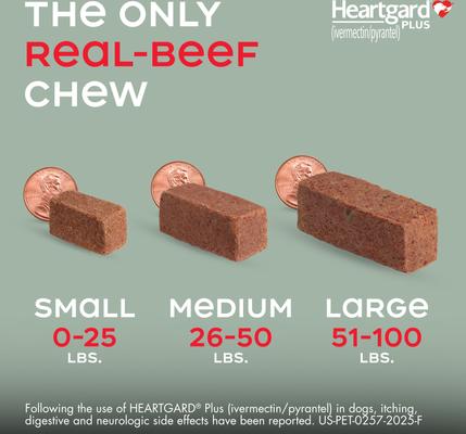 Show full view: Heartgard Plus Chew for Dogs, 51-100 lbs, (Brown Box), 1 Chew (1-mo. supply) slide 7 of 12