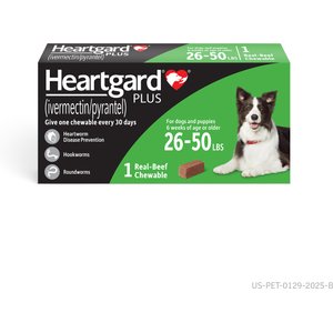 Heartgard Plus Chew for Dogs, 26-50 lbs, (Green Box), 1 Chew (1-mo. supply)