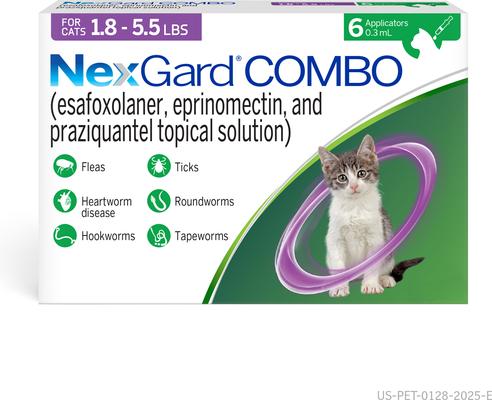 NexGard COMBO Topical for Cats, 1.8-5.5lbs (Purple Box)