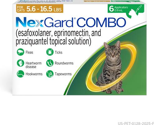 NexGard COMBO Topical for Cats, 5.6-16.5 lbs. (Yellow Box)