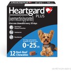 Heartgard Plus Chew for Dogs, up to 25 lbs, (Blue Box), 12 Chews (12-mos. supply)