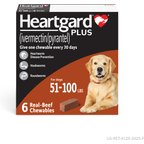 Heartgard Plus Chew for Dogs, 51-100 lbs, (Brown Box), 6 Chews (6-mos. supply)