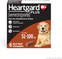 Heartgard Plus Chew for Dogs, 51-100 lbs, (Brown Box), 6 Chews (6-mos. supply)