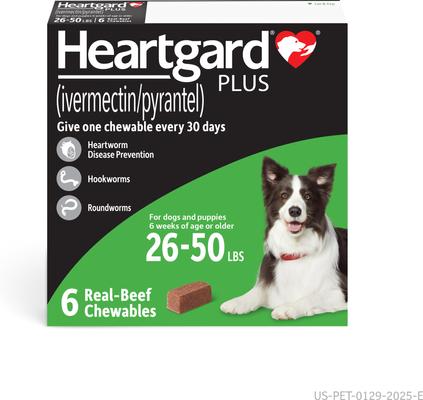 HEARTGARD Plus Chew for Dogs, 26-50 lbs, (Green Box) Easy
