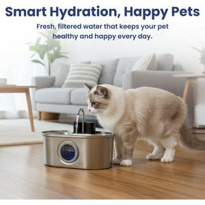 PawsPik Stainless Steel Battery-Operated Dog & Cat Water Fountain, 3.2-L