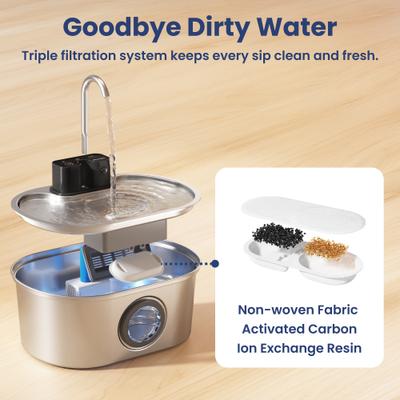 Show full view: PawsPik Stainless Steel Battery-Operated Dog & Cat Water Fountain, 3.2-L slide 9 of 11