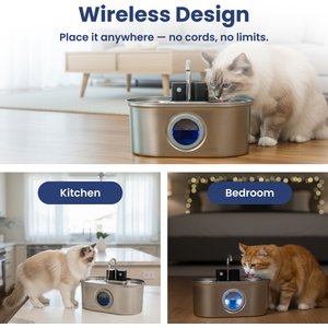 PawsPik Stainless Steel Battery-Operated Dog & Cat Water Fountain, 3.2-L