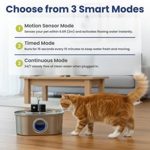 PawsPik Stainless Steel Battery-Operated Dog & Cat Water Fountain, 3.2-L