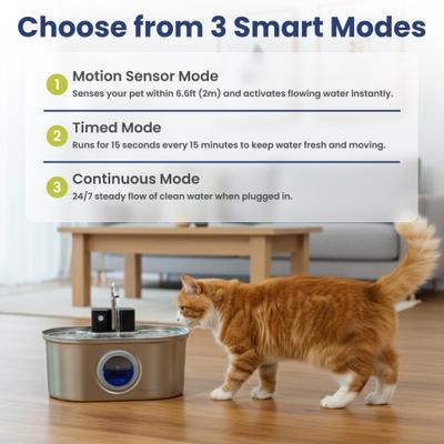Show full view: PawsPik Stainless Steel Battery-Operated Dog & Cat Water Fountain, 3.2-L slide 3 of 11
