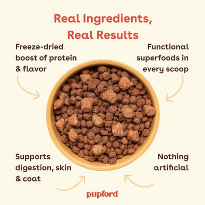 Show full view: Pupford Good Dog Food Kibble Chicken Recipe High Protein Freeze-Dried Dog Food, 3.5-lb bag slide 4 of 6