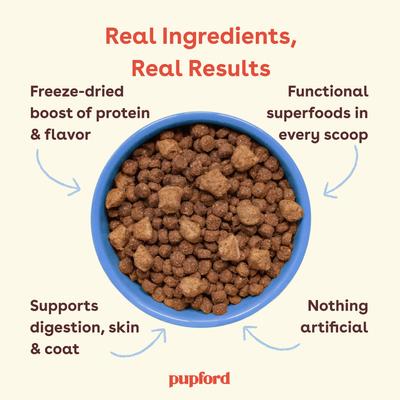 Show full view: Pupford Good Dog Food Kibble Ocean Fish Recipe High Protein Freeze-Dried Dog Food, 3.5-lb bag slide 4 of 6