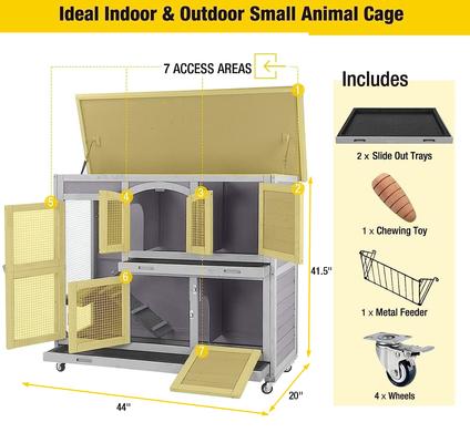 Show full view: Aivituvin Two Story Indoor & Outdoor Rabbit Hutch, 44 x 20 x 41.5-in slide 7 of 8
