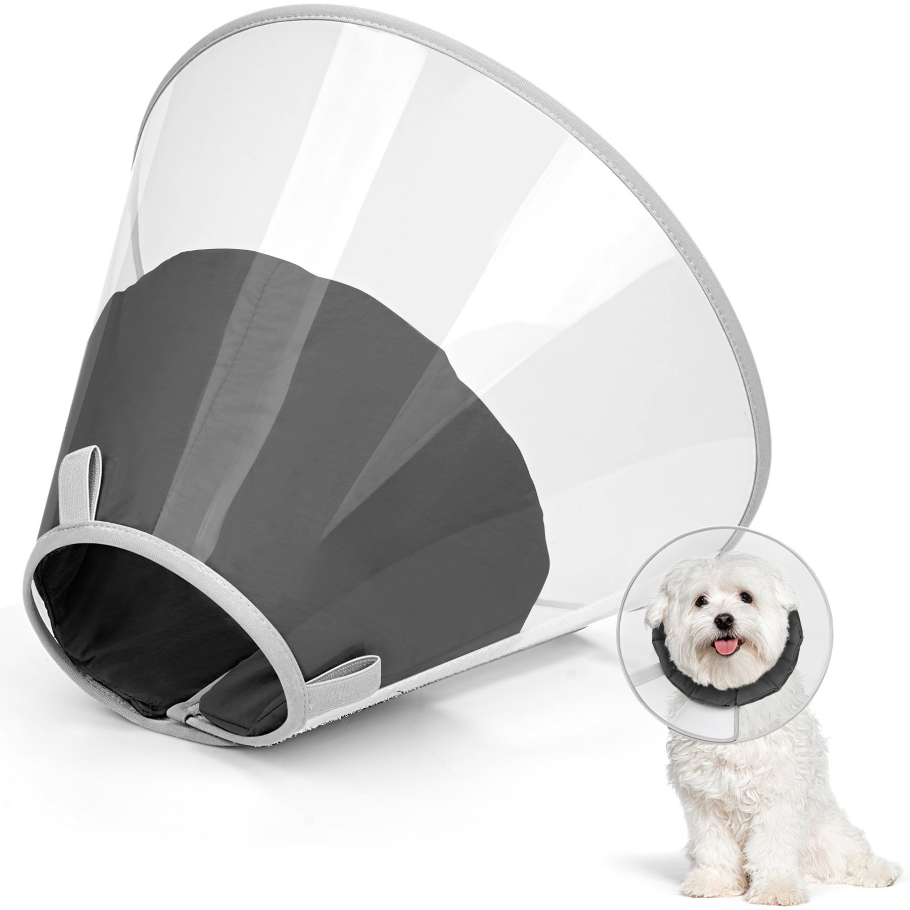 Supet Soft Pad Dog Recovery Cone, Black, Large: 12 to 18-in neck