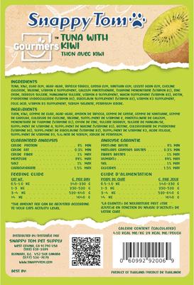 Show full view: Snappy Tom Gourmer's Tuna with Kiwi Grain-Free Wet Cat Food Topping, 2.5-oz pouch, case of 12 slide 3 of 3