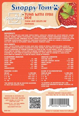 Show full view: Snappy Tom Gourmer's Tuna with Fish Roe Grain-Free Wet Cat Food Topping, 2.5-oz pouch, case of 12 slide 3 of 3