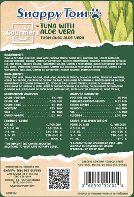 Show full view: Snappy Tom Gourmer's Tuna with Aloe Vera Grain-Free Wet Cat Food Topping, 2.5-oz pouch, case of 12 slide 3 of 3