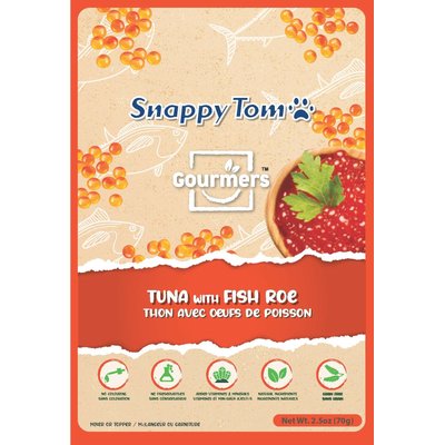 Snappy Tom Snappy Tom Gourmer's Tuna with Fish Roe Grain-Free Wet Cat Food Topping, 2.5-oz pouch, case of 12