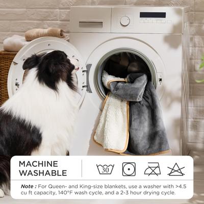 Show full view: Bedsure Waterproof Sherpa Fleece Reversible Furniture Protector Dog & Cat Throw Blanket, Cream, King slide 5 of 8