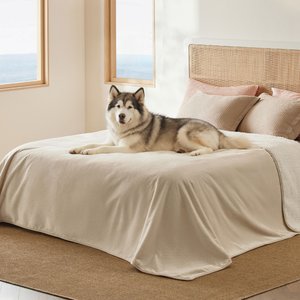 Bedsure Waterproof Sherpa Fleece Reversible Furniture Protector Dog & Cat Throw Blanket, Cream, King