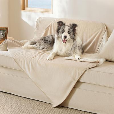 Show full view: Bedsure Waterproof Sherpa Fleece Reversible Furniture Protector Dog & Cat Throw Blanket, Cream, X-Large slide 4 of 8