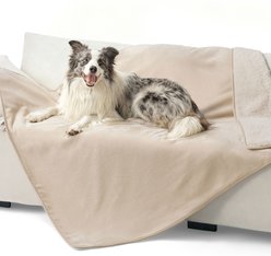 Bedsure Waterproof Sherpa Fleece Reversible Furniture Protector Dog & Cat Throw Blanket, Cream, X-Large