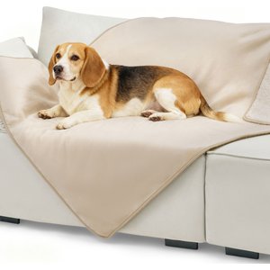 Bedsure Waterproof Sherpa Fleece Reversible Furniture Protector Dog & Cat Throw Blanket, Cream, Large