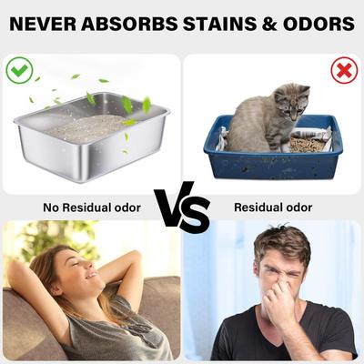 Show full view: FUTAM Stainless Steel Cat Litter Box, Large: 17.7 x 13.8 x 6-in slide 4 of 8