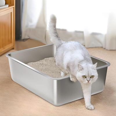 Show full view: FUTAM Stainless Steel Cat Litter Box, Large: 17.7 x 13.8 x 6-in slide 5 of 8