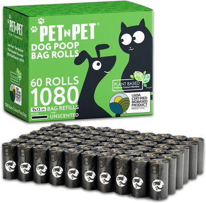 PET N PET Dog Poop Bags, Unscented, 1080 count, Black Chewy