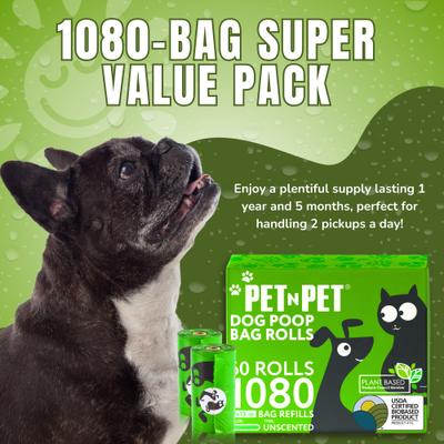 Show full view: PET N PET Dog Poop Bags, Unscented, 1080 count, Green slide 5 of 10