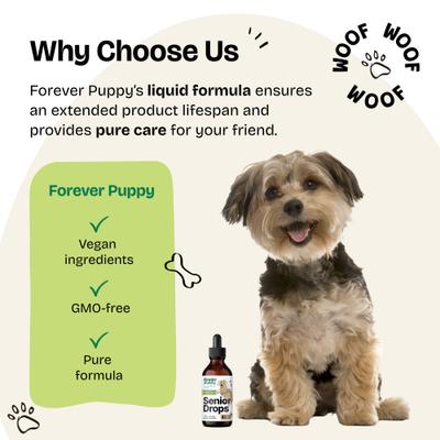 Show full view: Forever Puppy Senior Drops Liquid Supplement for Dogs, 4-fl oz bottle slide 6 of 9