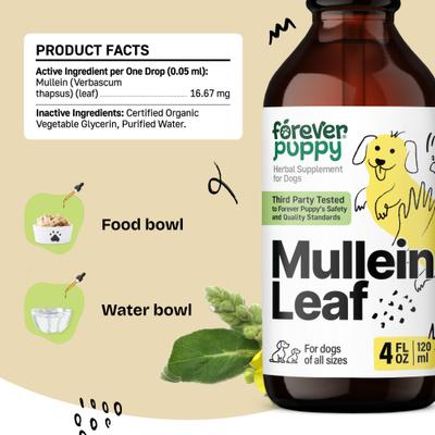 Show full view: Forever Puppy Mullein Drops Liquid Respiratory Supplement for Dogs, 4-fl oz bottle slide 7 of 9