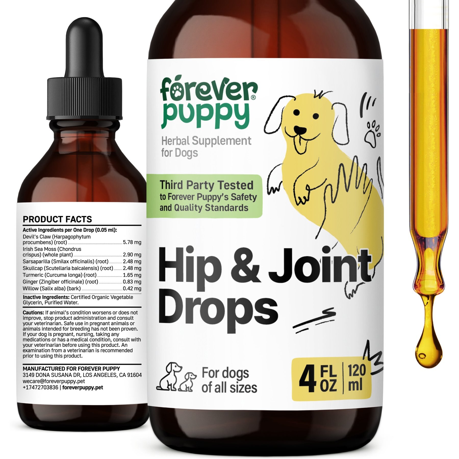 Forever Puppy Hip & Joint Drops Liquid Supplement for Dogs, 4-fl oz bottle