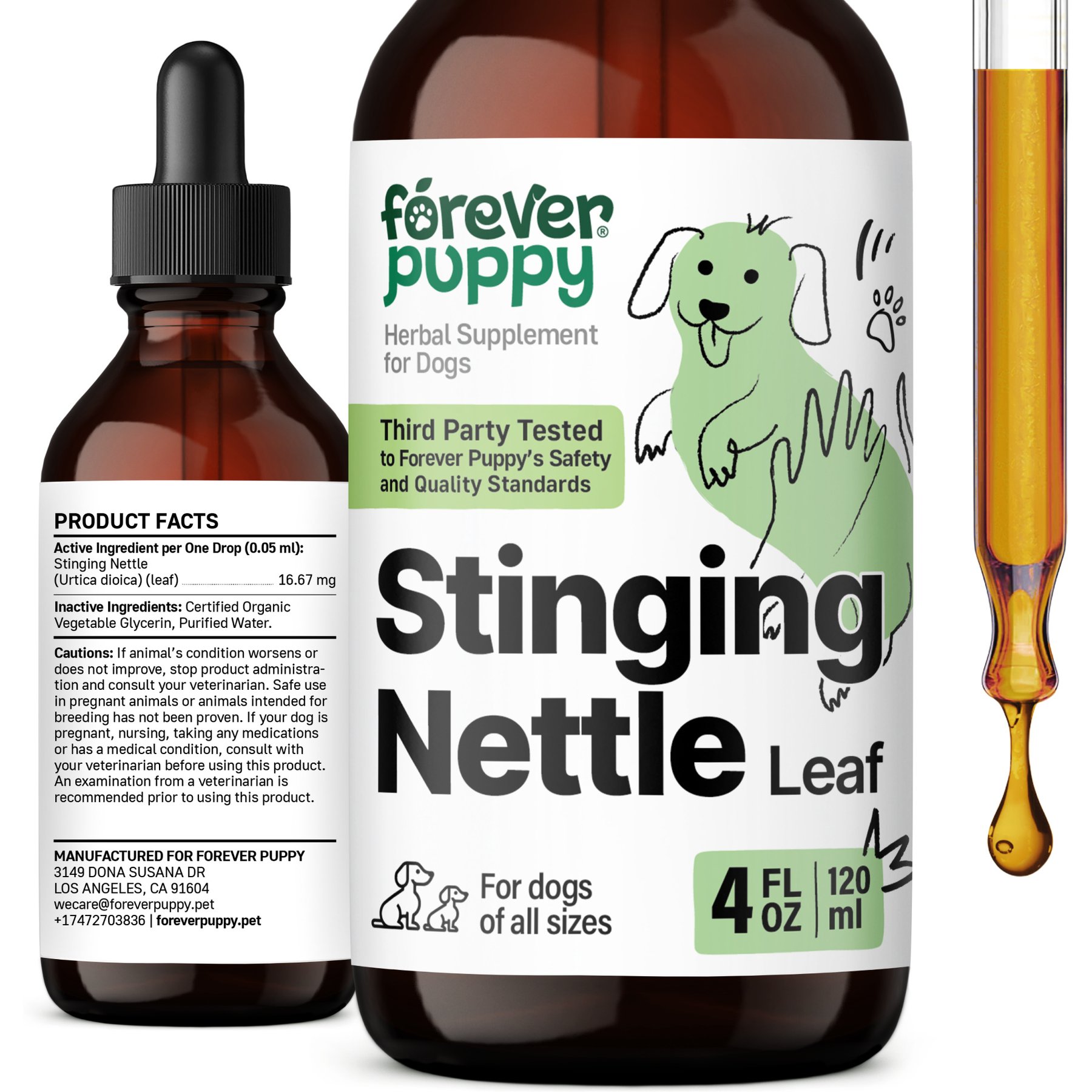 Forever Puppy Stinging Nettle Leaf Drops Liquid Skin & Coat Supplement for Dogs, 4-fl oz bottle