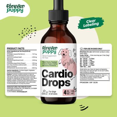 Show full view: Forever Puppy Cardio Drops Liquid Heart Supplement for Dogs, 4-fl oz bottle slide 8 of 9