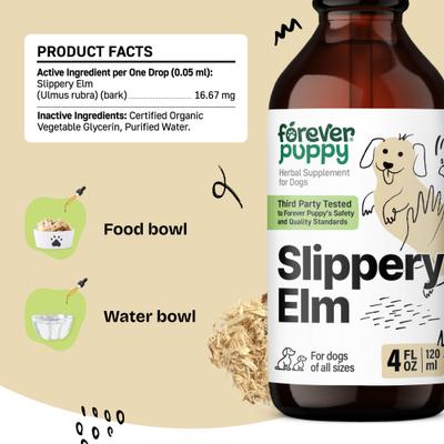 Show full view: Forever Puppy Slippery Elm Drops Liquid Digestive Aid for Dogs, 4-fl oz bottle slide 7 of 9