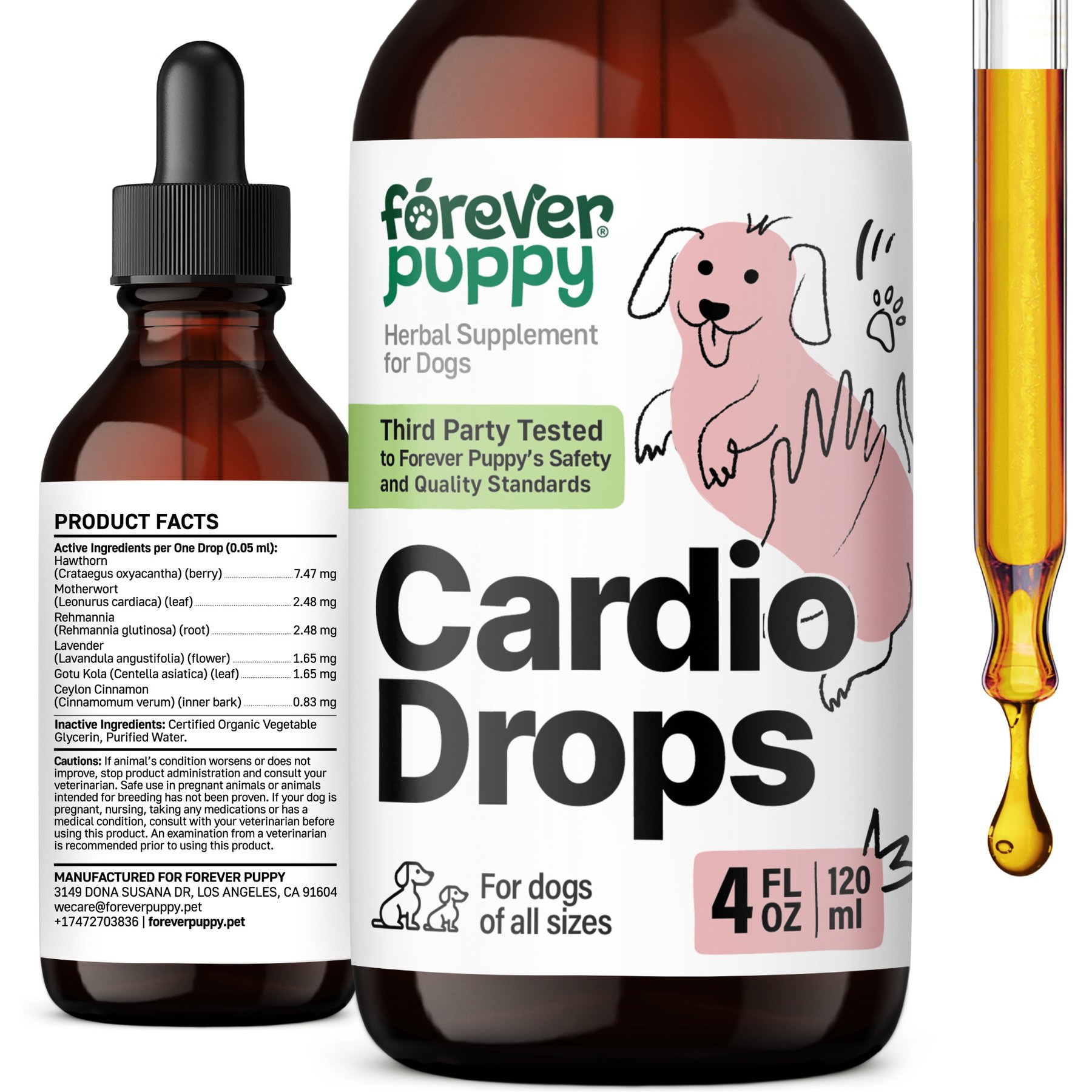 Forever Puppy Cardio Drops Liquid Heart Supplement for Dogs, 4-fl oz bottle