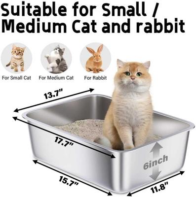 Show full view: FUTAM Stainless Steel Cat Litter Box, Large: 17.7 x 13.8 x 6-in slide 2 of 8