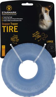 Show full view: Starmark Snapper Trapper Tire Tough Dog Treat Dispenser Toy, Blue, Large slide 5 of 7