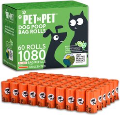 PET N PET Dog Poop Bags, Unscented, 1080 count, Orange