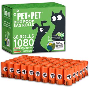 PET N PET Dog Poop Bags, Unscented, 1080 count, Orange