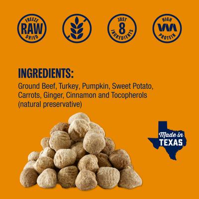 Show full view: Muenster Meatball Pumpkin Spice Limited Ingredient Diet Freeze-Dried Dog Treats, 4-oz bag slide 6 of 9
