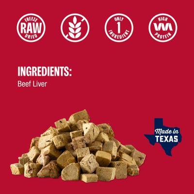 Show full view: Muenster Beef Liver Limited Ingredient Diet Freeze-Dried Dog Treats, 16-oz bag slide 6 of 9