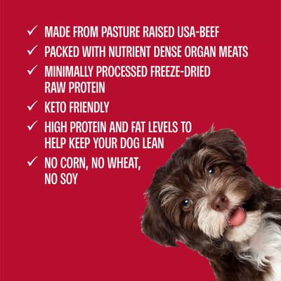 Show full view: Muenster Beef Liver Limited Ingredient Diet Freeze-Dried Dog Treats, 3-oz bag slide 9 of 9