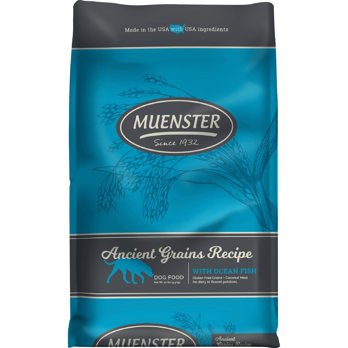 Muenster Ancient Grains All Life Stages Chicken-Free Ocean Fish Dry Dog Food, 22-lb bag