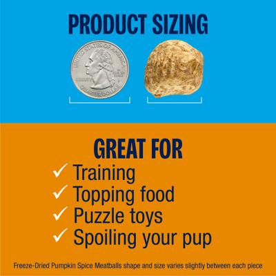 Show full view: Muenster Meatball Pumpkin Spice Limited Ingredient Diet Freeze-Dried Dog Treats, 4-oz bag slide 5 of 9