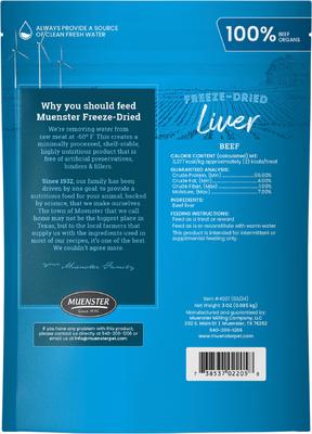 Show full view: Muenster Beef Liver Limited Ingredient Diet Freeze-Dried Dog Treats, 3-oz bag slide 3 of 9